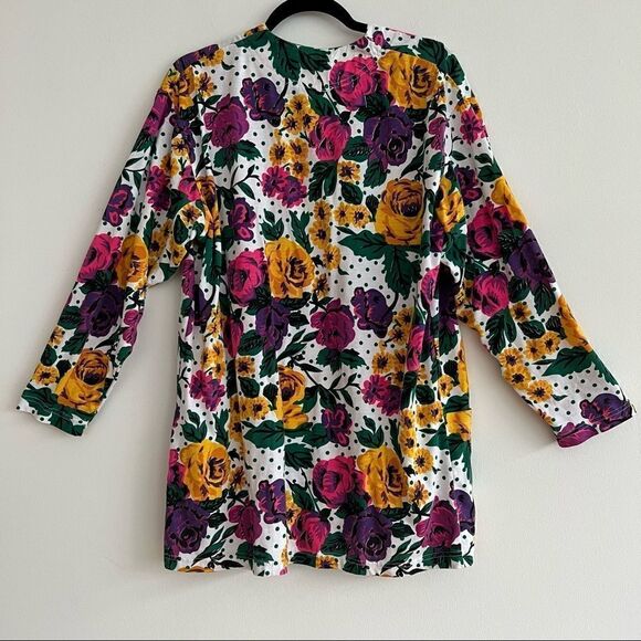 Vintage Floral and Polka Dot Tunic Blazer Top - Picture 2 of 6